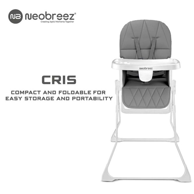Neobreez CRIS Foldable Baby High Chair (6-36m) Max 15kg - Medium Gray/White