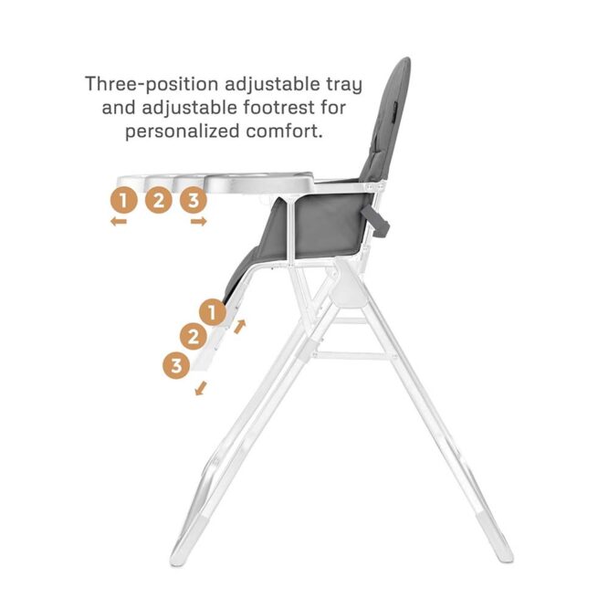 Neobreez CRIS Foldable Baby High Chair (6-36m) Max 15kg - Medium Gray/White