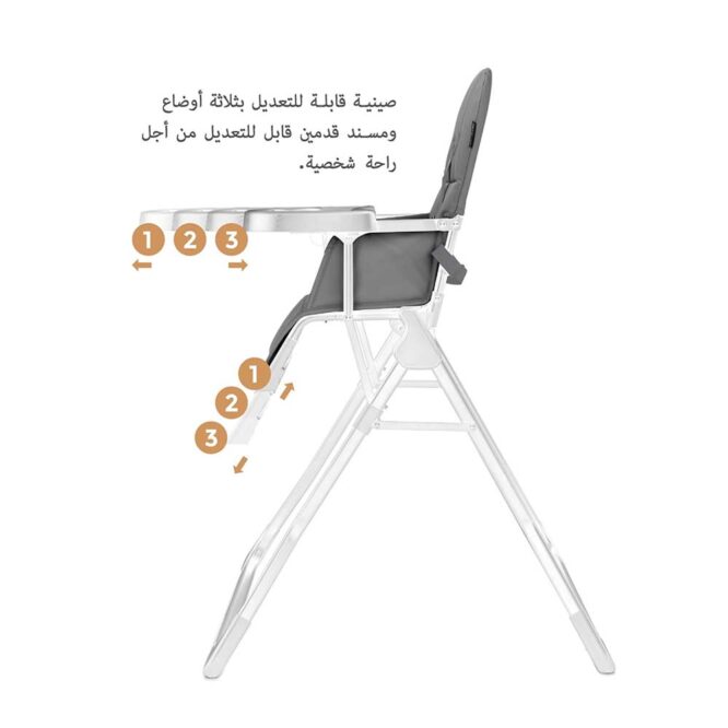 Neobreez CRIS Foldable Baby High Chair (6-36m) Max 15kg - Medium Gray/White