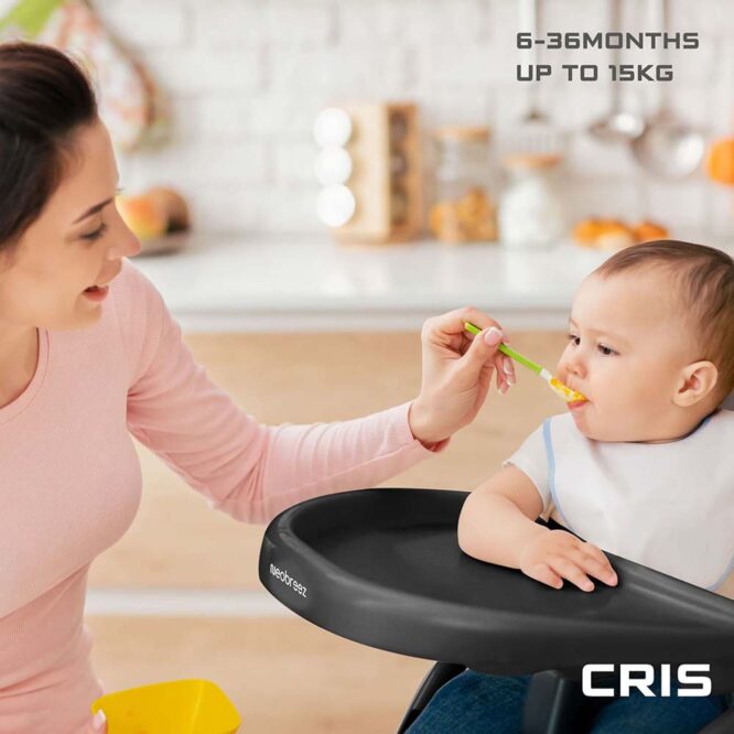 Neobreez CRIS Foldable Baby High Chair (6-36m) Max 15kg - Medium Gray/White