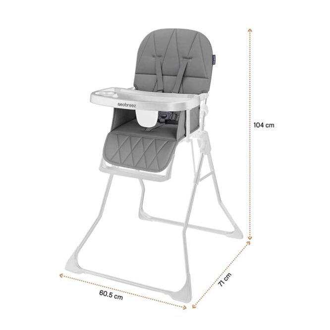 Neobreez CRIS Foldable Baby High Chair (6-36m) Max 15kg - Medium Gray/White