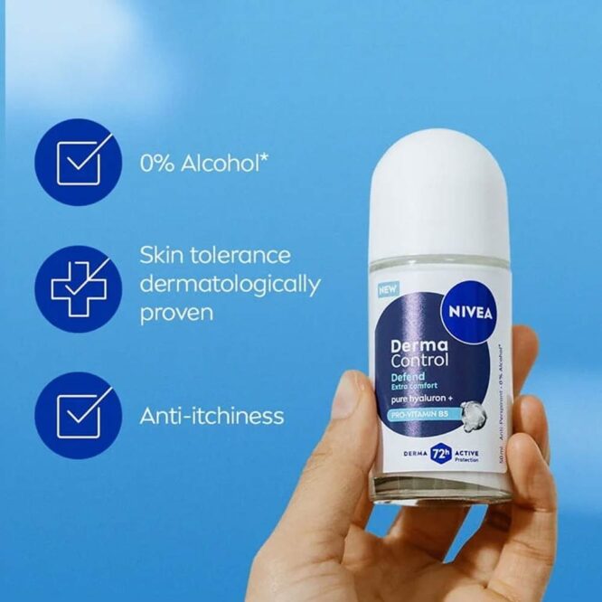 Nivea Female Deodorant Roll-On Derma Control Defend Extra Comfort Pure Hyaluron & Pro Vitamin B5 50ml