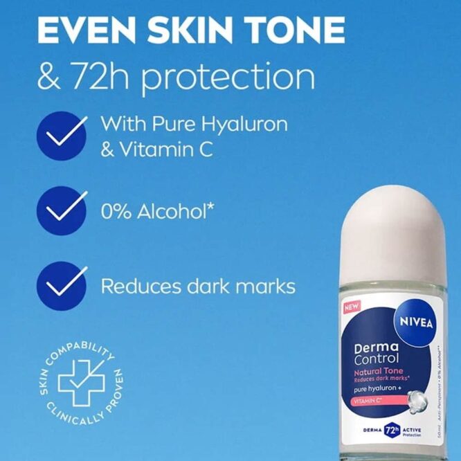Nivea Female Roll-On Derma Control Natural Tone Pure Hyaluron & Vitamin C 50ml