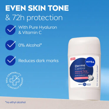 Nivea Female Deodorant Stick Derma Control Natural Tone Pure Hyaluron & Vitamin C 50ml