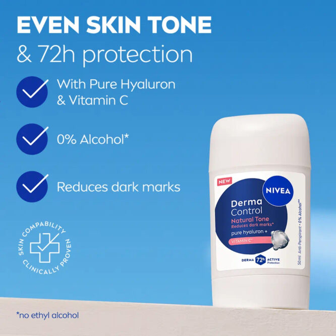 Nivea Female Deodorant Stick Derma Control Natural Tone Pure Hyaluron & Vitamin C 50ml