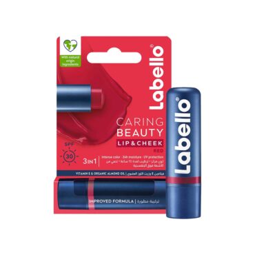 Labello 3-In-1 Caring Beauty Lip & Cheek Balm - Red 4.8g