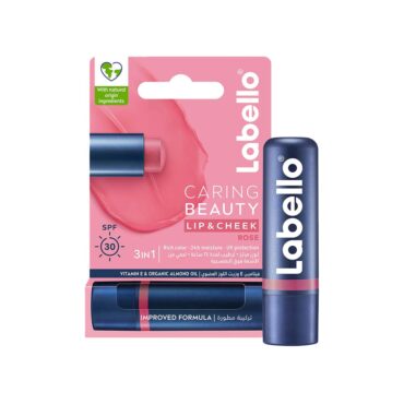 Labello 3-In-1 Caring Beauty Lip & Cheek Balm - Rose 4.8g