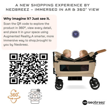 Neobreez ADVI Wagon Stroller for 2 Kids (6m-4Yrs) Max 44kg - Beige