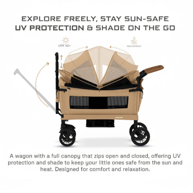 Neobreez ADVI Wagon Stroller for 2 Kids (6m-4Yrs) Max 44kg - Beige