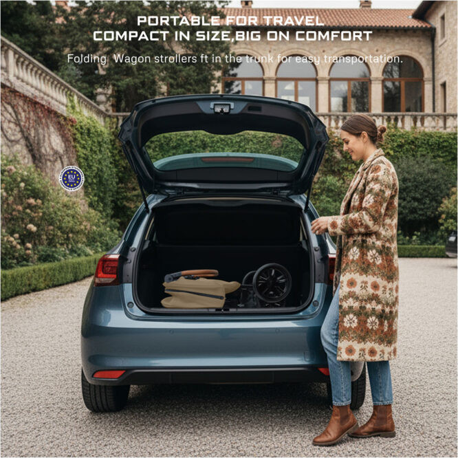 Neobreez ADVI Wagon Stroller for 2 Kids (6m-4Yrs) Max 44kg - Beige