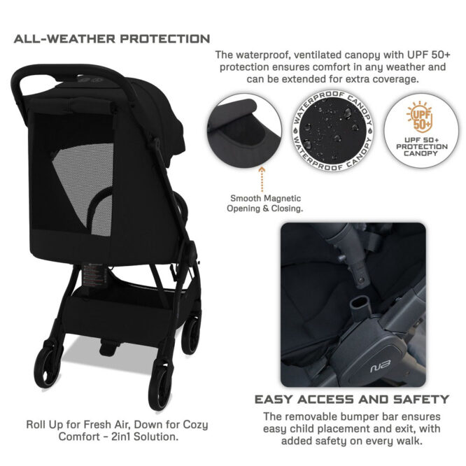 Neobreez DECA Compact Stroller (0-4Yrs) Max 22kg - Black