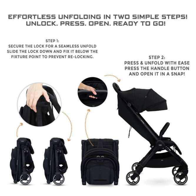 Neobreez DECA Compact Stroller (0-4Yrs) Max 22kg - Black
