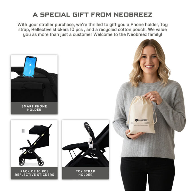 Neobreez DECA Compact Stroller (0-4Yrs) Max 22kg - Black