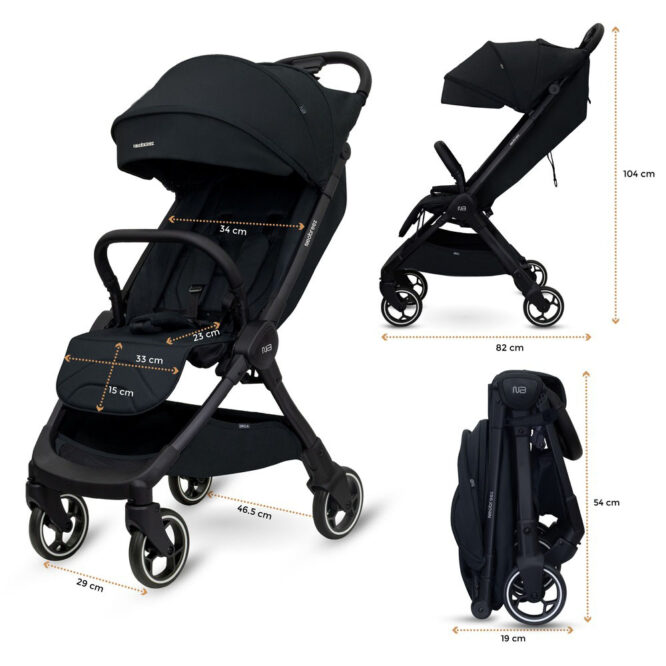 Neobreez DECA Compact Stroller (0-4Yrs) Max 22kg - Black