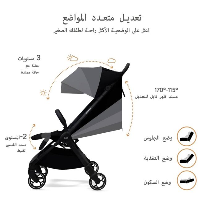 Neobreez DECA Compact Stroller (0-4Yrs) Max 22kg - Black - Image 6