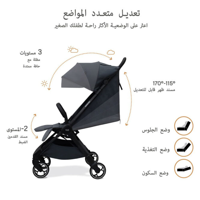Neobreez DECA Compact Stroller (0-4Yrs) Max 22kg - Dark Gray