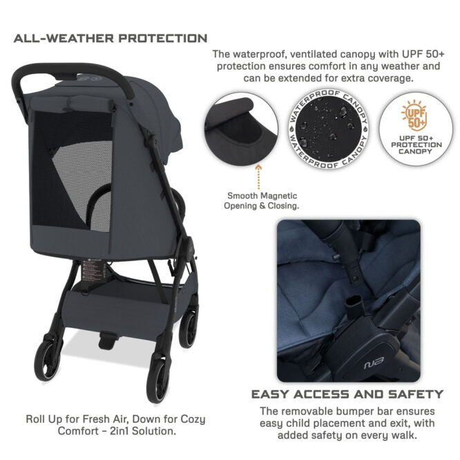Neobreez DECA Compact Stroller (0-4Yrs) Max 22kg - Dark Gray