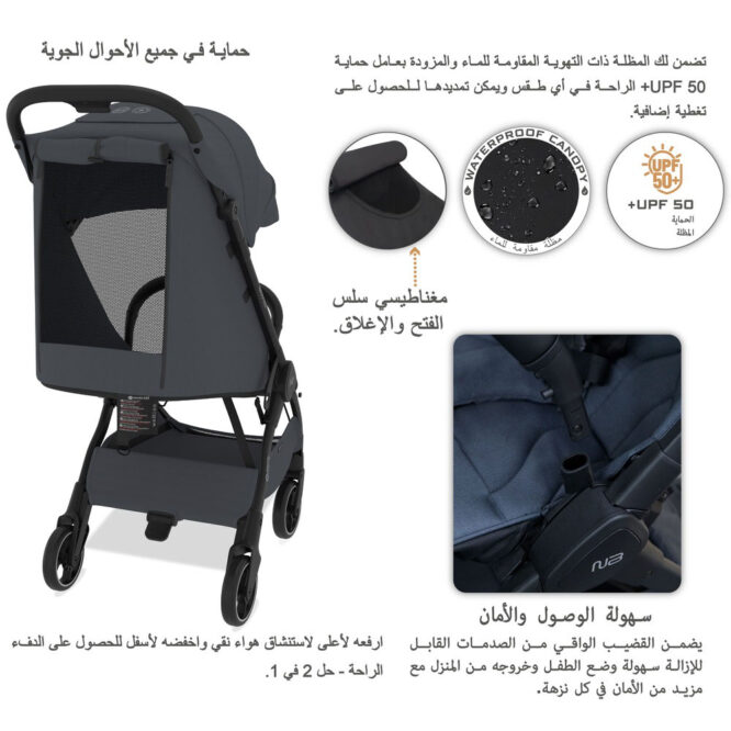 Neobreez DECA Compact Stroller (0-4Yrs) Max 22kg - Dark Gray