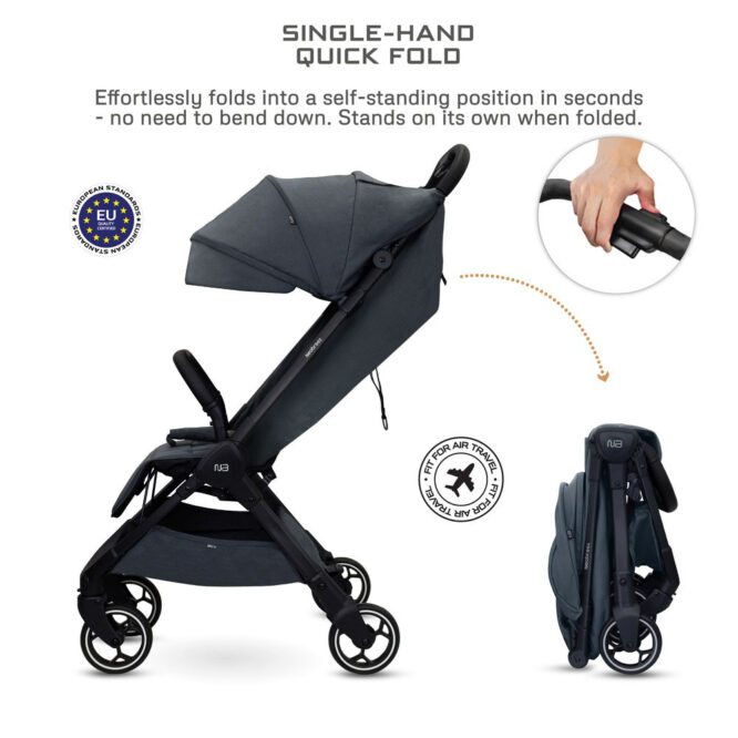 Neobreez DECA Compact Stroller (0-4Yrs) Max 22kg - Dark Gray