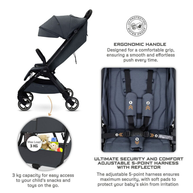 Neobreez DECA Compact Stroller (0-4Yrs) Max 22kg - Dark Gray