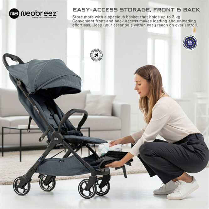 Neobreez DECA Compact Stroller (0-4Yrs) Max 22kg - Dark Gray