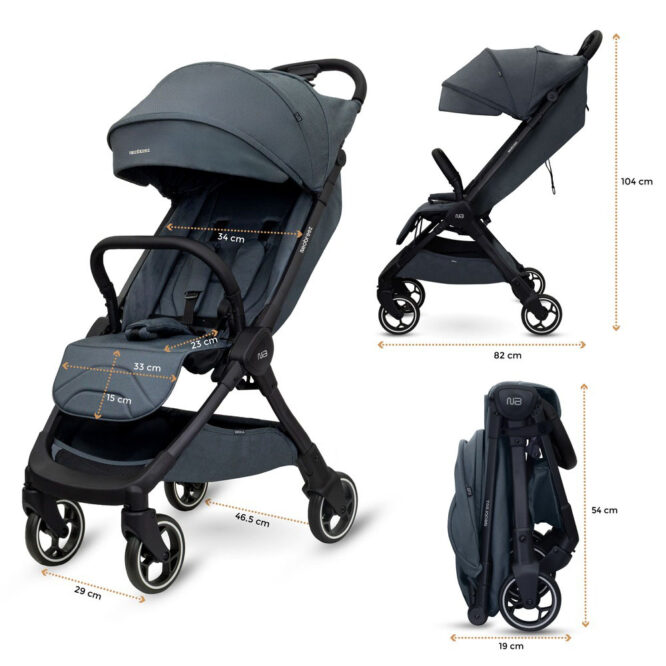 Neobreez DECA Compact Stroller (0-4Yrs) Max 22kg - Dark Gray