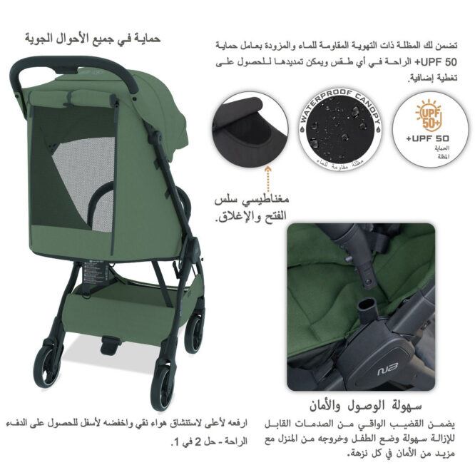 Neobreez DECA Compact Stroller (0-4Yrs) Max 22kg - Olive Green
