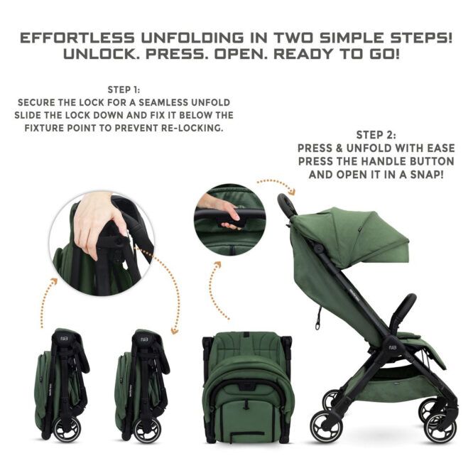 Neobreez DECA Compact Stroller (0-4Yrs) Max 22kg - Olive Green