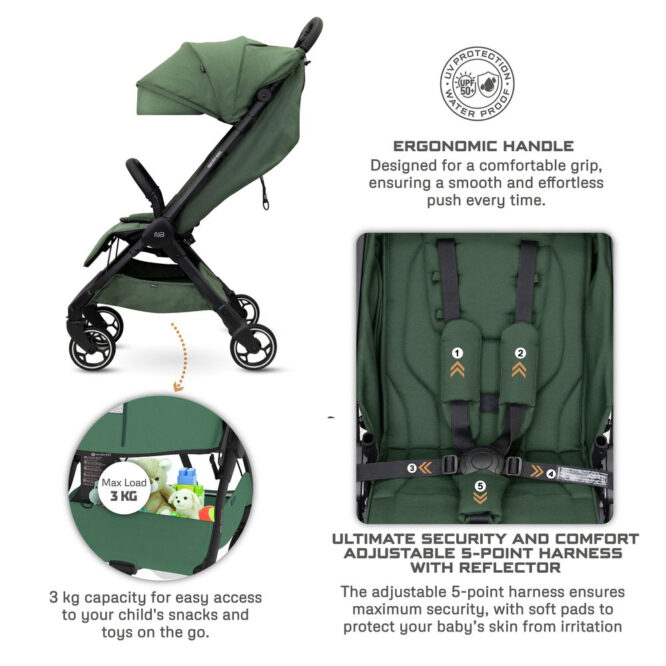 Neobreez DECA Compact Stroller (0-4Yrs) Max 22kg - Olive Green