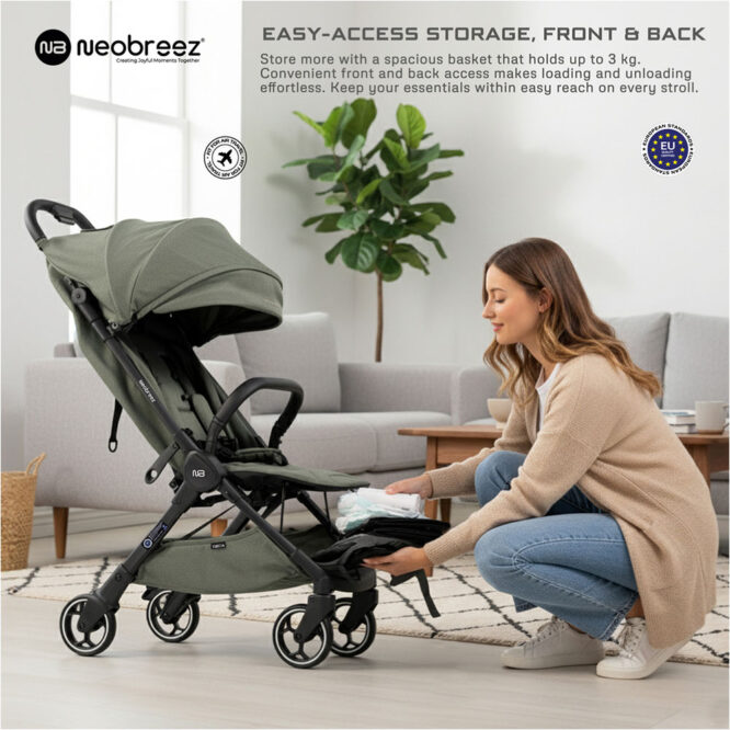 Neobreez DECA Compact Stroller (0-4Yrs) Max 22kg - Olive Green