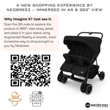 Neobreez DUADX Twin Stroller (0-3Yrs) Max 30kg - Black