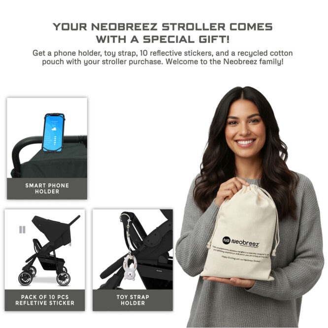 Neobreez DUADX Twin Stroller (0-3Yrs) Max 30kg - Black