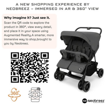 Neobreez DUADX Twin Stroller (0-3Yrs) Max 30kg - Dark Gray