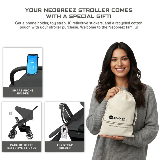 Neobreez DUADX Twin Stroller (0-3Yrs) Max 30kg - Dark Gray