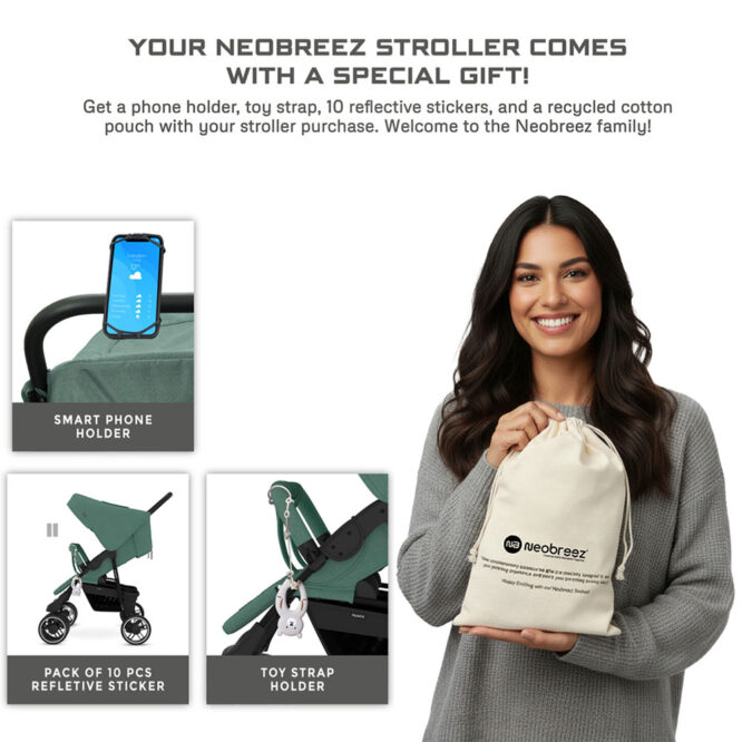 Neobreez DUADX Twin Stroller (0-3Yrs) Max 30kg - Green