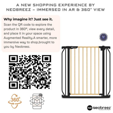 Neobreez FERMII Auto Close Baby Safety Gate - Black