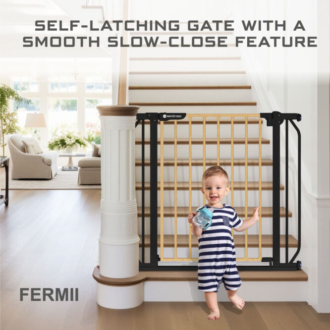 Neobreez FERMII Auto Close Baby Safety Gate - Black