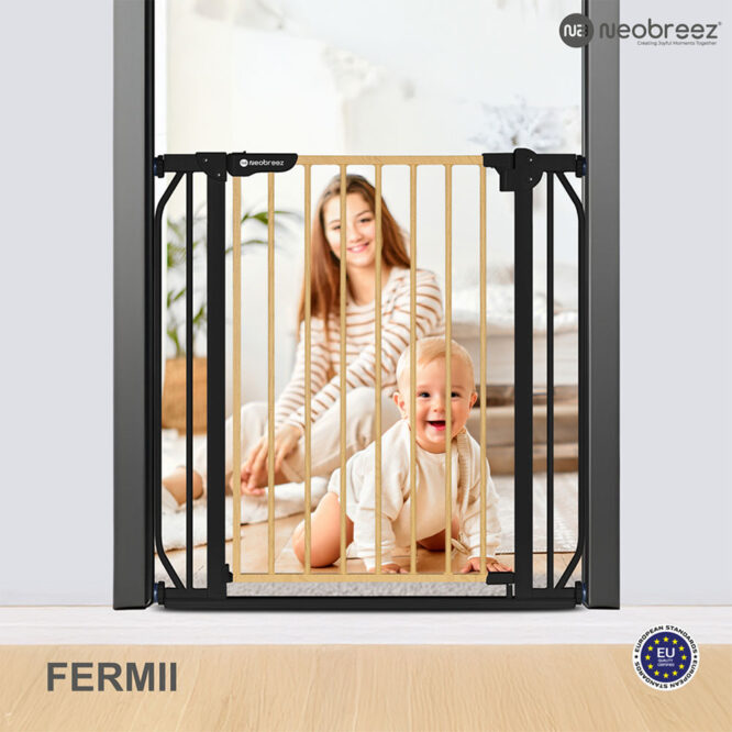 Neobreez FERMII Auto Close Baby Safety Gate - Black