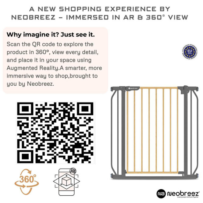 Neobreez FERMII Auto Close Baby Safety Gate - Dark Gray