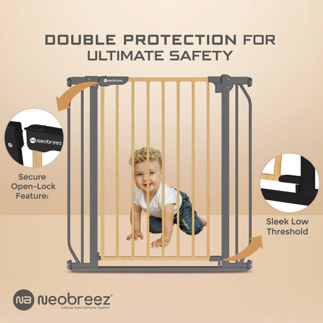 Neobreez FERMII Auto Close Baby Safety Gate - Dark Gray