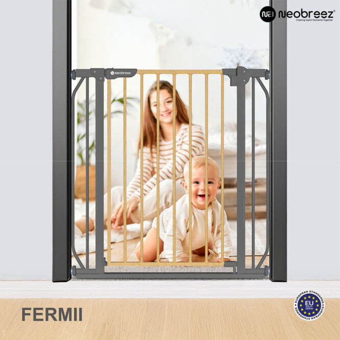 Neobreez FERMII Auto Close Baby Safety Gate - Dark Gray