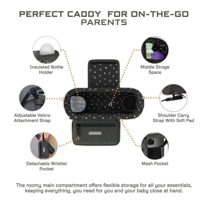 Neobreez FYRA Stroller Organizer Caddy Bag - Dark Gray
