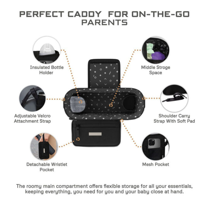 Neobreez FYRA Stroller Organizer Caddy Bag - Black