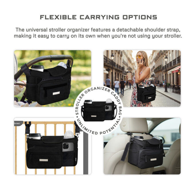 Neobreez FYRA Stroller Organizer Caddy Bag - Black
