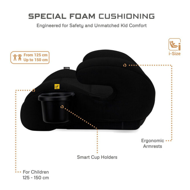 Neobreez i-FIRA i-Size Car Seat Booster (6-12Yrs) Max 36kg - Black