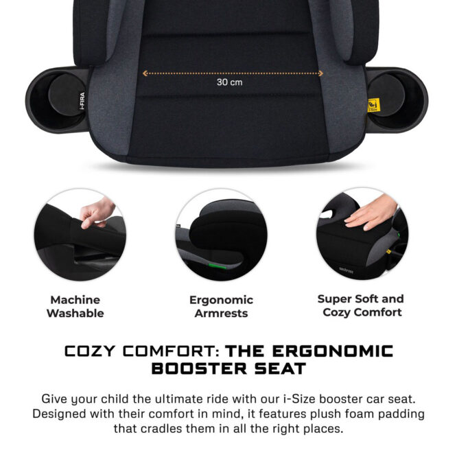 Neobreez i-FIRA i-Size Car Seat Booster (6-12Yrs) Max 36kg - Black/Dark Gray