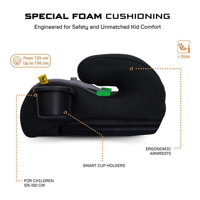 Neobreez i-FIRA i-Size Car Seat Booster (6-12Yrs) Max 36kg - Black/Dark Gray
