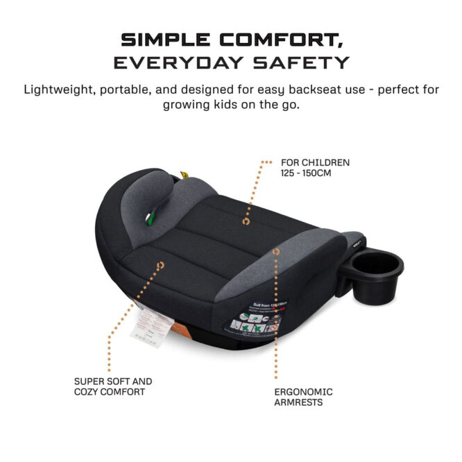 Neobreez i-FIRA i-Size Car Seat Booster (6-12Yrs) Max 36kg - Black/Dark Gray