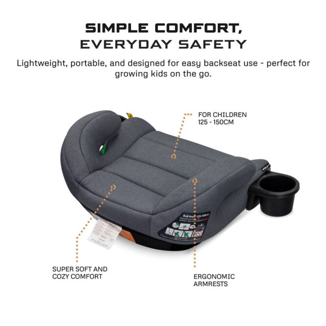 Neobreez i-FIRA i-Size Car Seat Booster (6-12Yrs) Max 36kg - Dark Gray