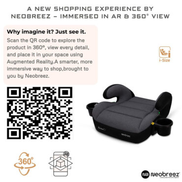 Neobreez i-FIRA i-Size Car Seat Booster (6-12Yrs) Max 36kg - Dark Gray/Black